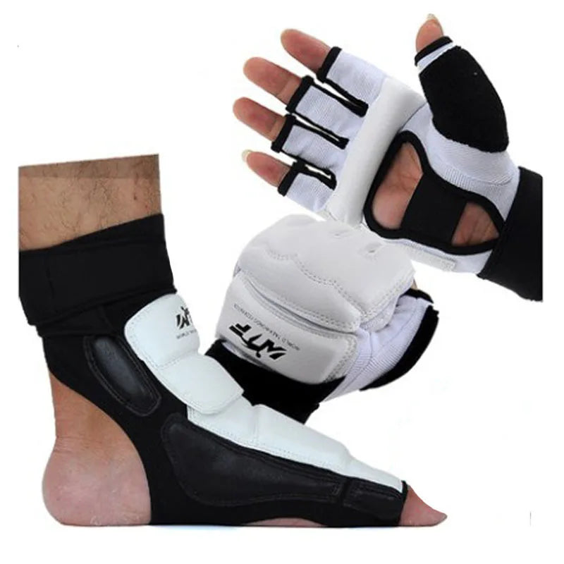 1Set Taekwondo Leather Foot Gloves Sparring Karate Ankle Protector Guard Gear Boxing Martial Arts Sock Kid