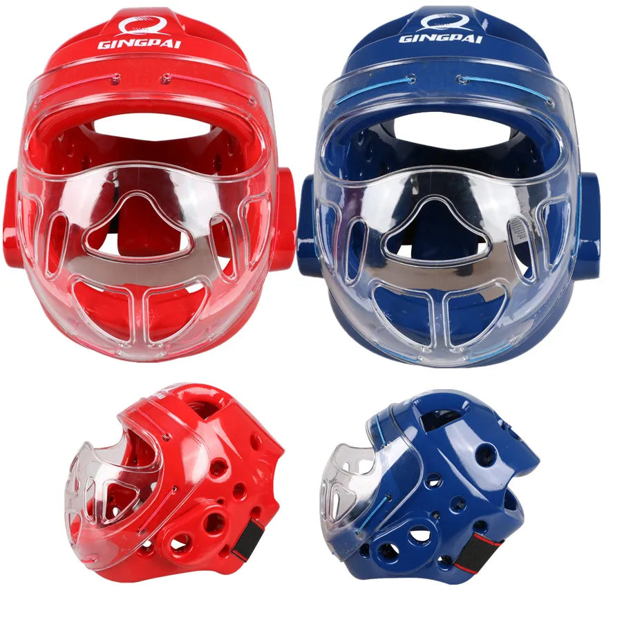 Full Face Head Guard Karate Helmet Taekwondo Headgear MMA Kick Boxing Head Protector Professional Training Helmets