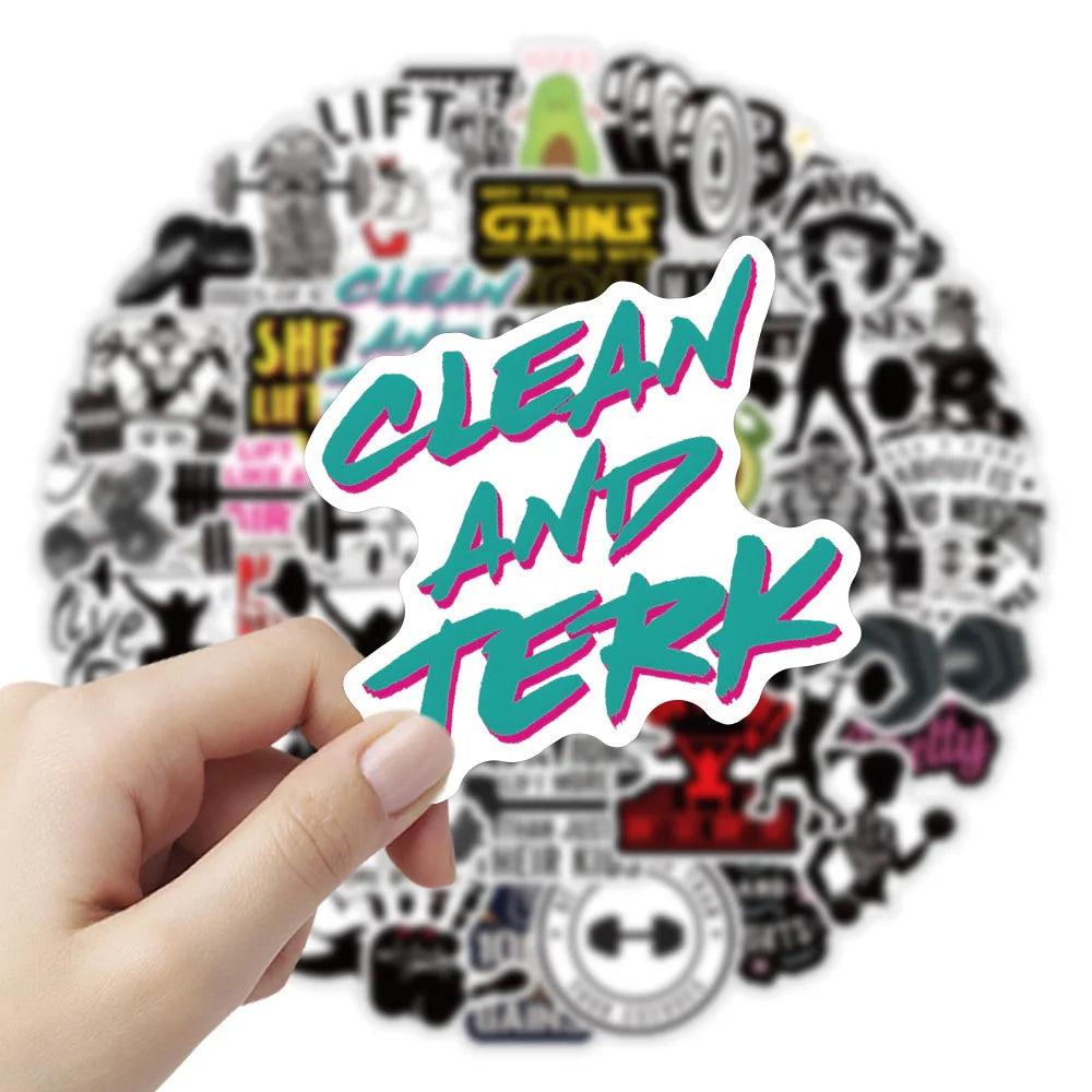 10/30/50pcs Inspirational Fitness Quote Stickers Motivational Phrase Cartoon Graffiti Sticker Decals for GYM Phone Water Bottle