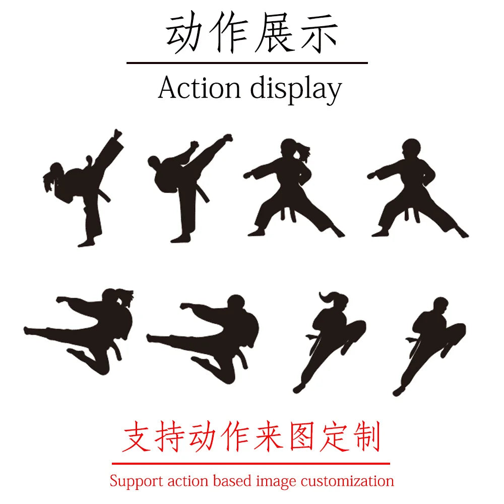 Personalized Name Action Keychain Customized Jewelry Taekwondo Actions Stainless Steel Keychain Gifts for Teachers Students