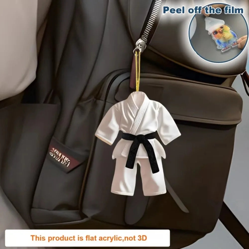 5pcs Hot Sale Taekwondo Clothes Pendant Keychain Sports Themed Acrylic Ornament Charm 2D Flat Hanging Decoration Festive Party