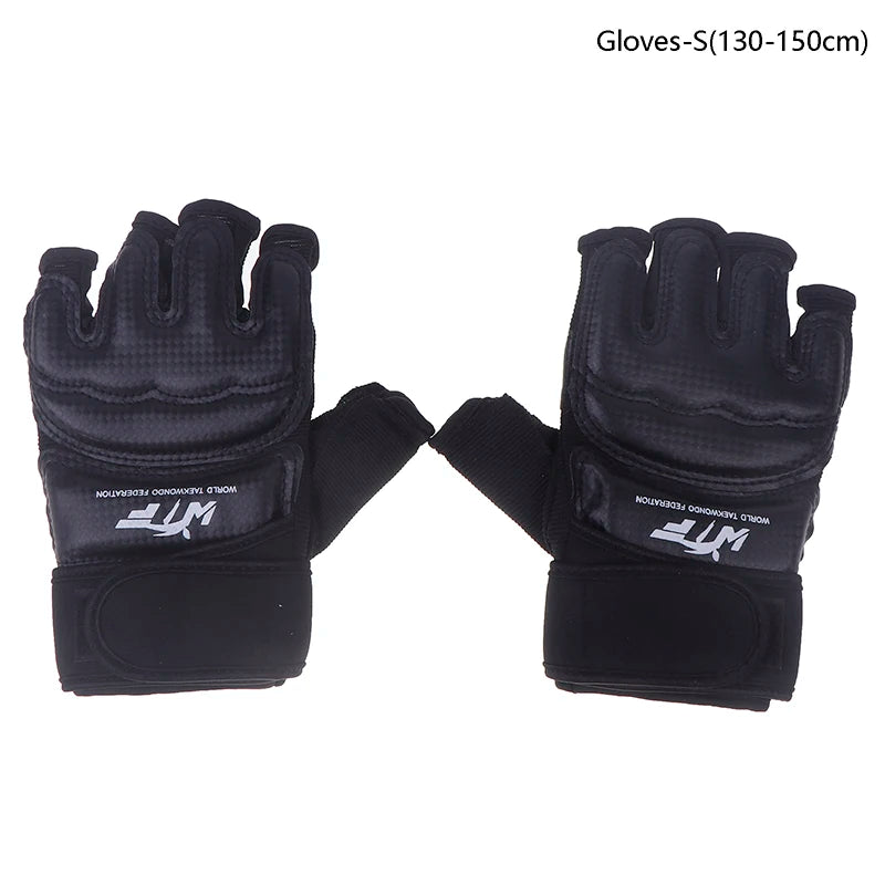 1Pair Karate Gloves Martial Taekwondo Leather Foot Gloves Equipment Half Finger Protector Boxing Hand Foot Protection Guards