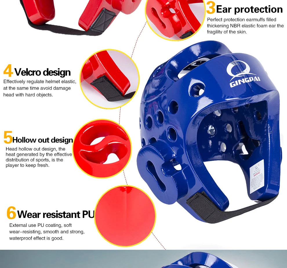 Taekwondo Helmet Sanda Kick Boxing Head Guard Headgear Protector Sparring Gear Helmet Karate Muay Thai Taekwondo Head Protection