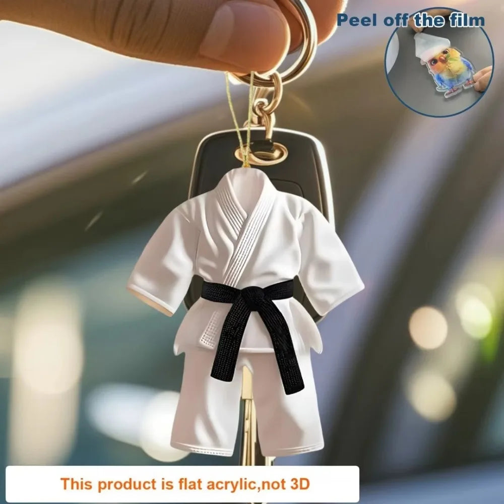 5pcs Hot Sale Taekwondo Clothes Pendant Keychain Sports Themed Acrylic Ornament Charm 2D Flat Hanging Decoration Festive Party
