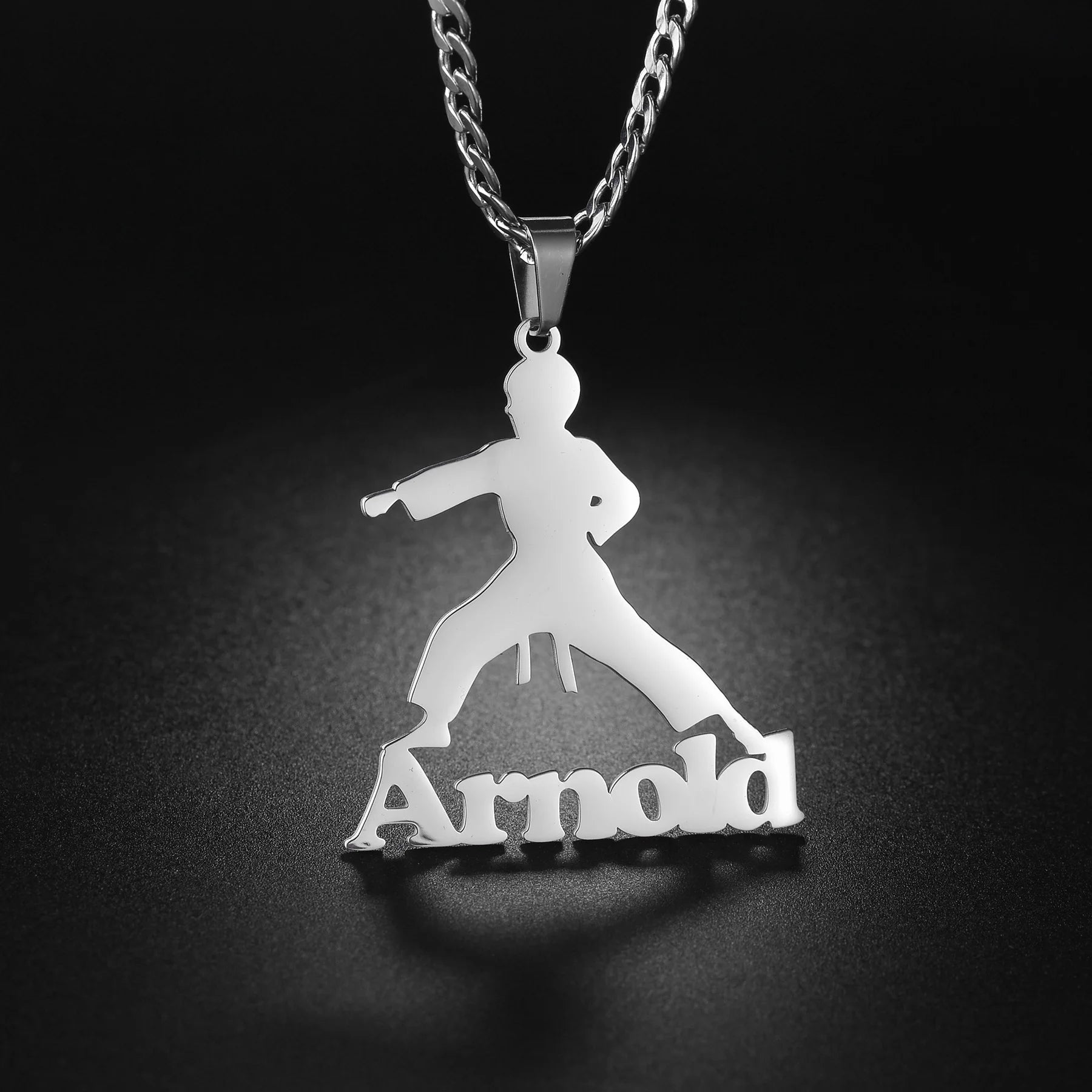 Custom Name Letter Stainless Steel Jewelry Pendant Necklaces for Women Personalized Chinese Kung Fu Thick Chain Male Party Gift