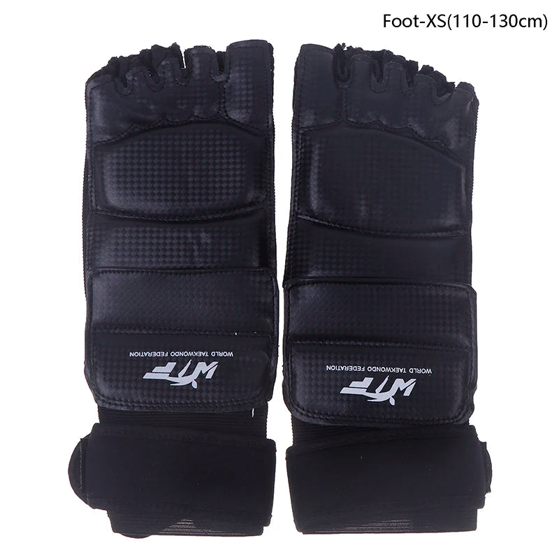 1Pair Karate Gloves Martial Taekwondo Leather Foot Gloves Equipment Half Finger Protector Boxing Hand Foot Protection Guards
