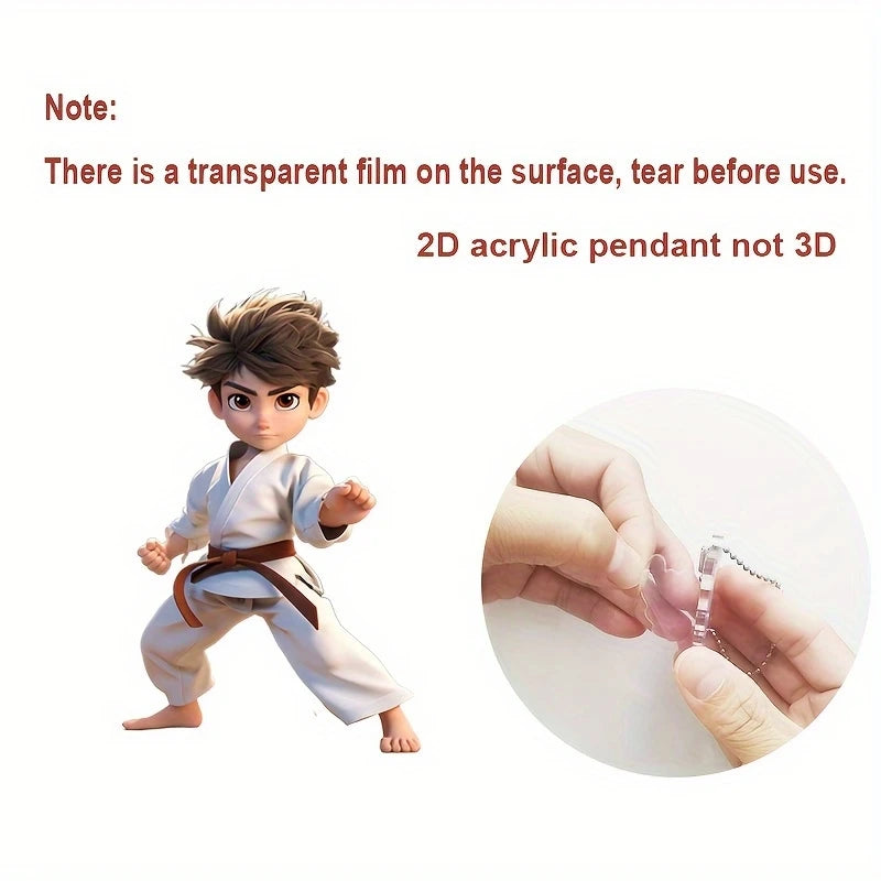 1 Piece Acrylic Taekwondo Martial Artist Charm Multifunctional 2D Keychain Car Decoration Bag Decoration Pendant