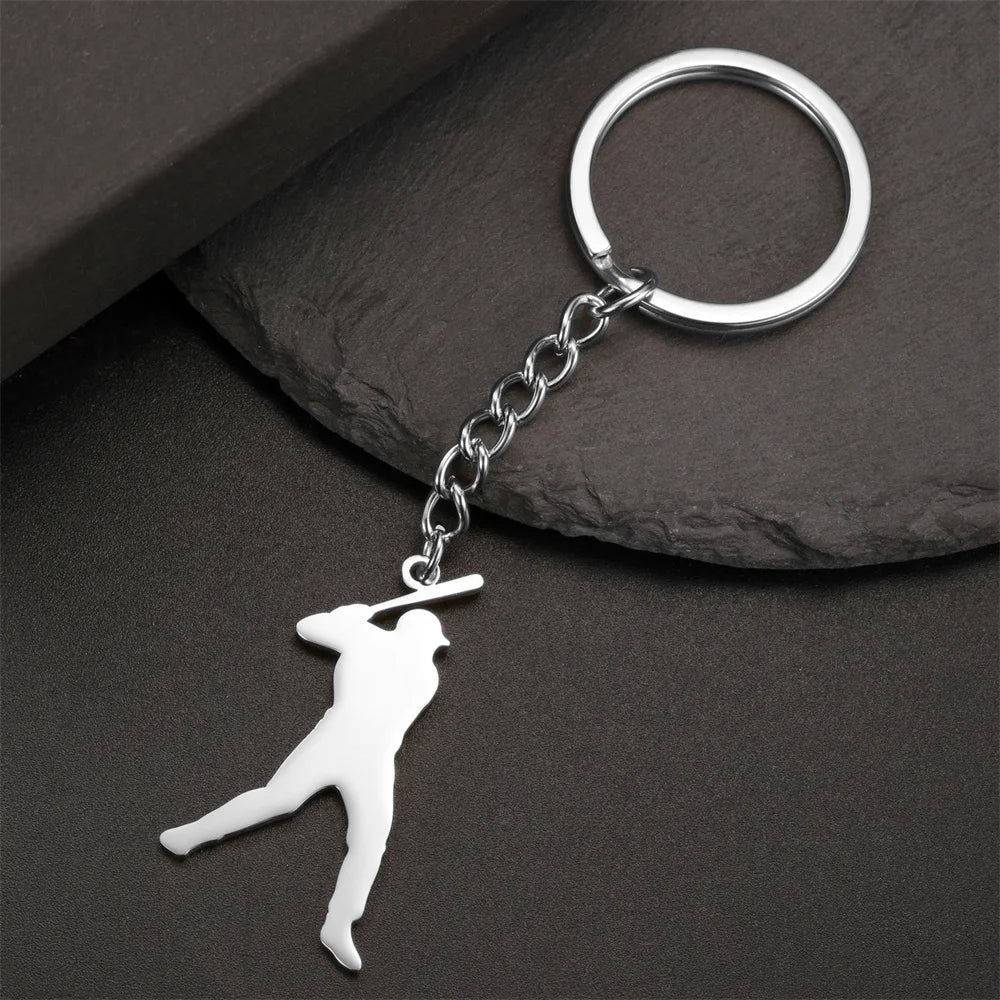 My Shape Taekwondo High Kick Keychains for Men Stainless Steel Sports Charm Karate Jiu Jitsu Keyring Jewelry Male Boys Gym Gifts