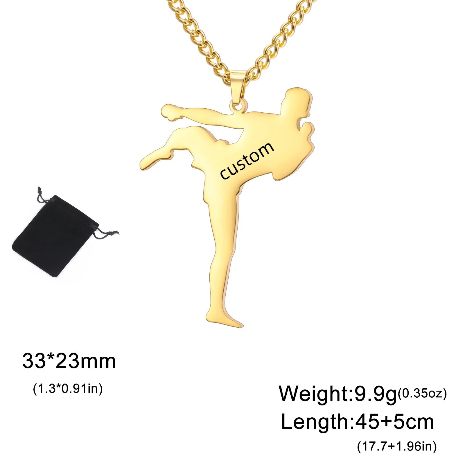 Customized Name Date Karate Men's Taekwondo Necklace Stainless Steel Personalized Sports Charm Jujutsu Necklace Jewelry Gift