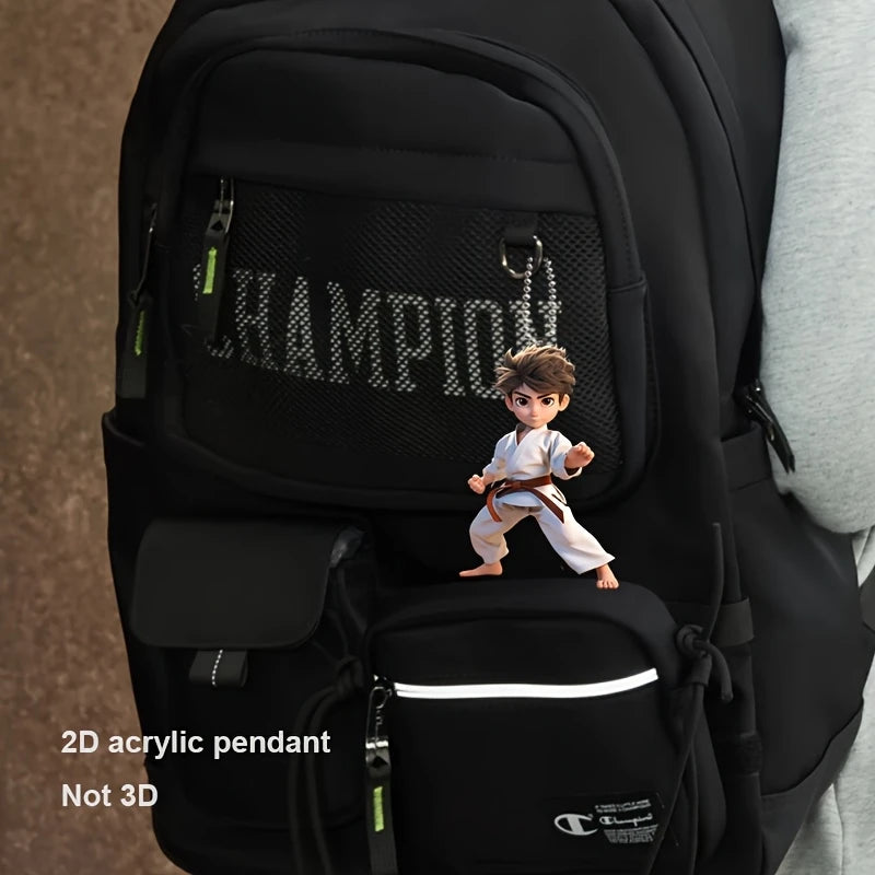 1 Piece Acrylic Taekwondo Martial Artist Charm Multifunctional 2D Keychain Car Decoration Bag Decoration Pendant