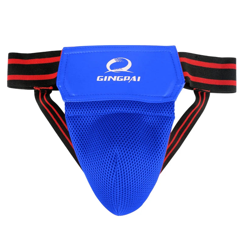 GINGPAI Adult Men Kids Jockstrap Sanda Groin Guards Crotch Guard Kick Boxing Training Athletic Cup Protector Sports Accessories