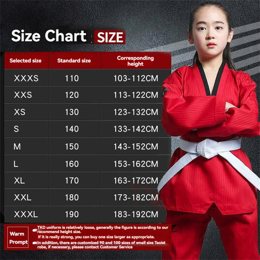 Taekwondo Uniform For Children's And Adult Long-Sleeved Training Suit Performance Dobok Black Red Yellow Pink Green