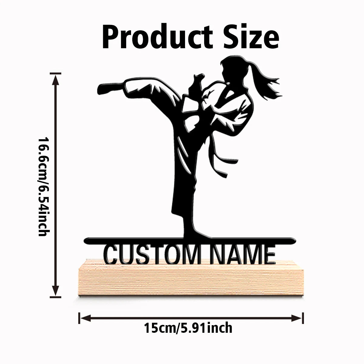 1pc Romantic Personalized Custom Taekwondo Metal Statues Sports Enthusiast Gift With Wooden Base, Perfect For Bedrooms, Commemor