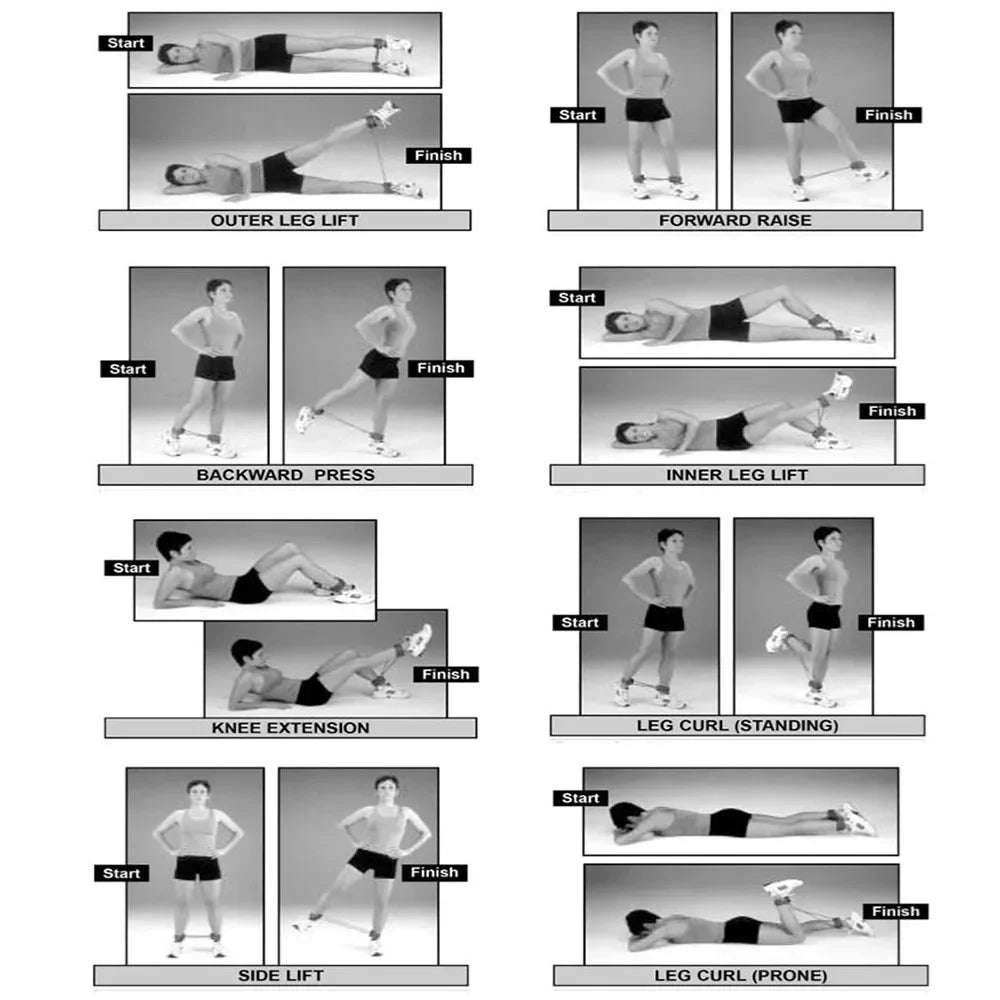 Fitness Elastic Bands Ankle Exercise Straps Rubber Pull Rope Resistance Bands 20-80LB Gym Home Taekwondo Training Bands