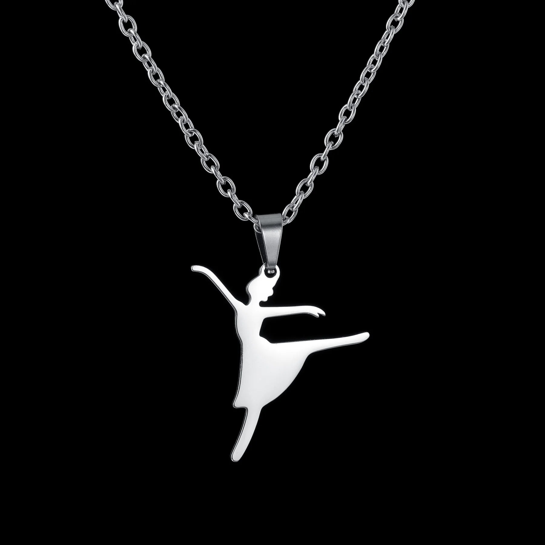 Taekwondo Kongfu Fight Figure Women Pendant Necklace Stainless Steel Karate Fight Chain Necklace Jewelry for Sportsman