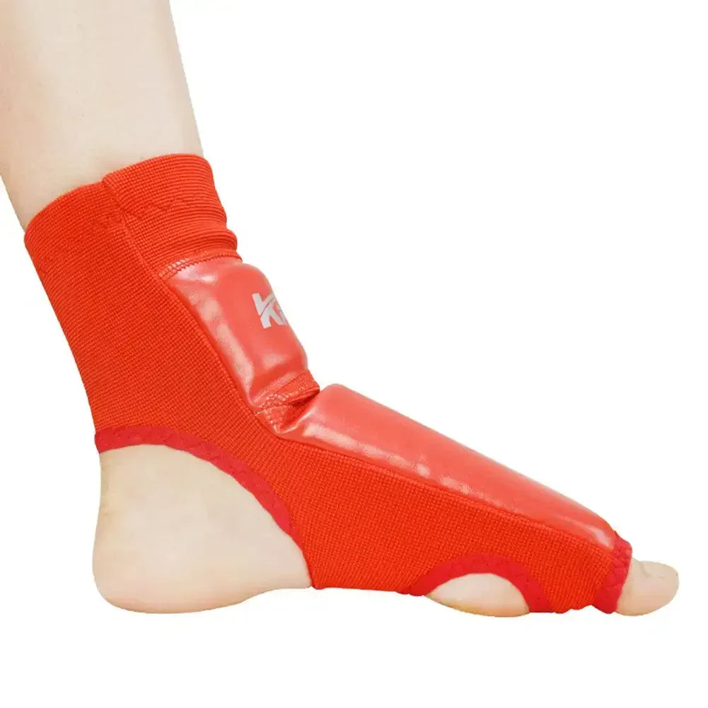 1Pair PU Leather Sanda Instep Guard Adult Boxing Muay Thai Taekwondo Match Ankle Toe Guard Martial Arts Training Protective