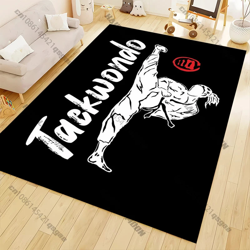 15 Size Martial Arts Taekwondo Pattern Rug Carpet for Living Room Bathroom Mat Creative Doormat Carpet for Bedroom Home Play Mat