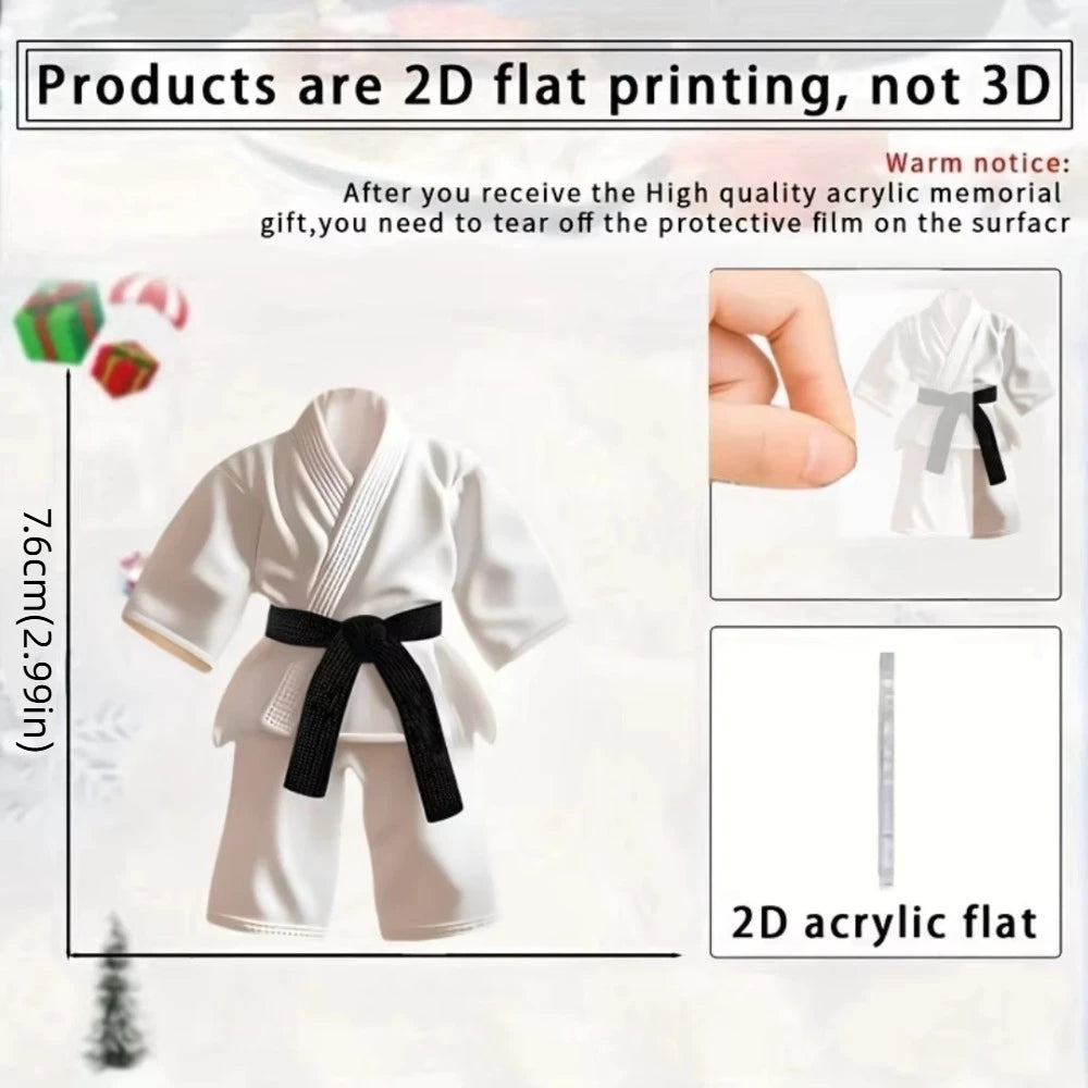 5pcs Hot Sale Taekwondo Clothes Pendant Keychain Sports Themed Acrylic Ornament Charm 2D Flat Hanging Decoration Festive Party