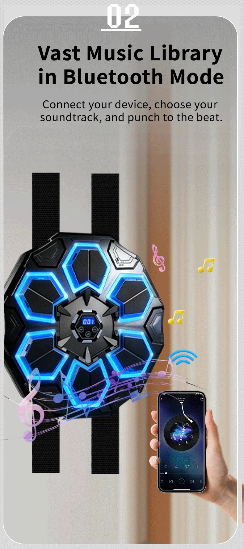 New Smart Bluetooth Music Boxing Machine Gloves Boxing Training Punching Bag Boxing Equipment Muay Thai Home Gym For Adults Kids