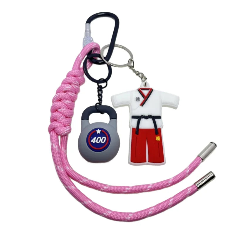 Taekwondo Key Chain With Sports Kettlebell Keychain-Premium Quality-Thoughtful Gift Idea for Martial Arts Students and Teachers