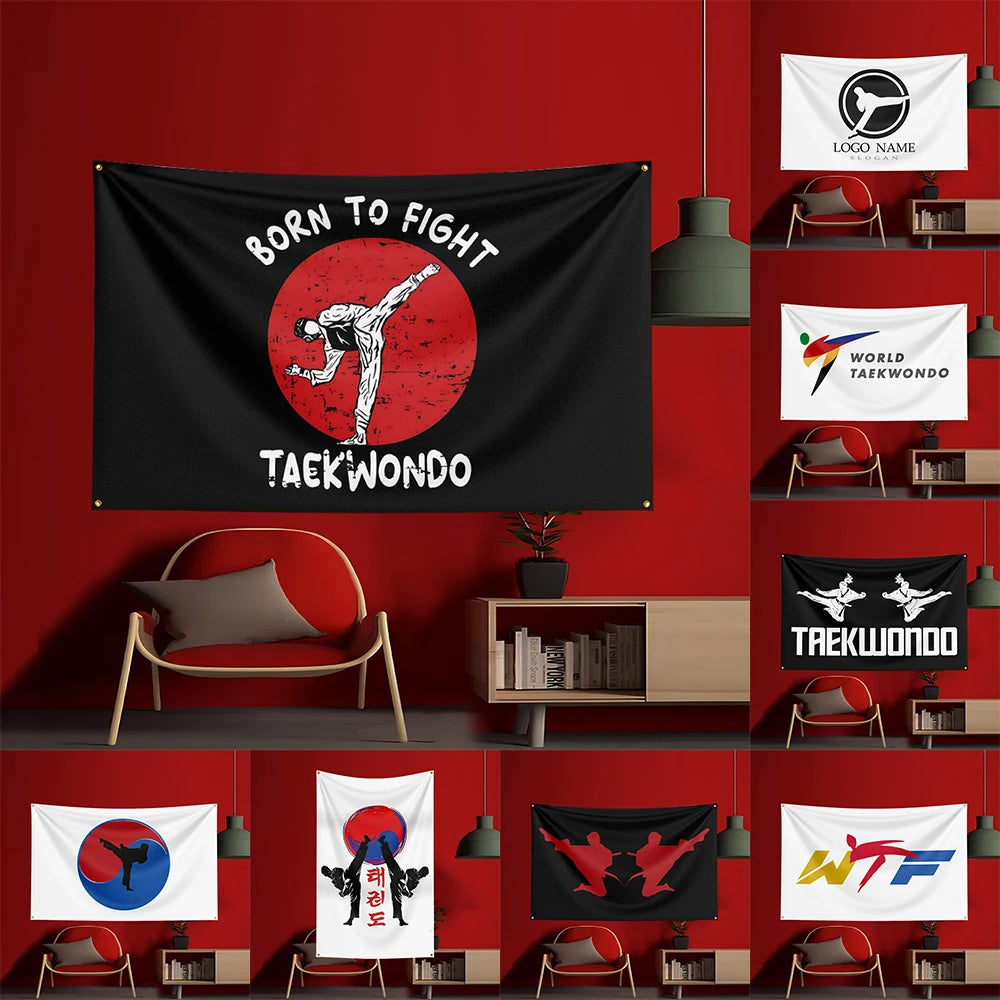 3x5ft Taekwondo Flag Polyester Printed Party Flag For Event Showroom Fitness Workout