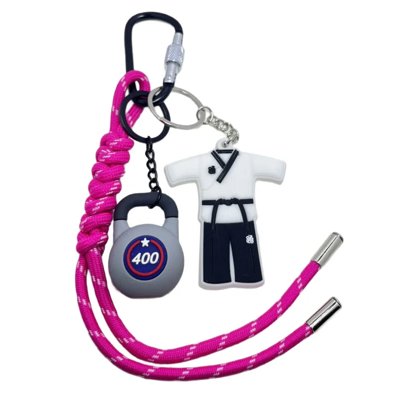 Taekwondo Key Chain With Sports Kettlebell Keychain-Premium Quality-Thoughtful Gift Idea for Martial Arts Students and Teachers